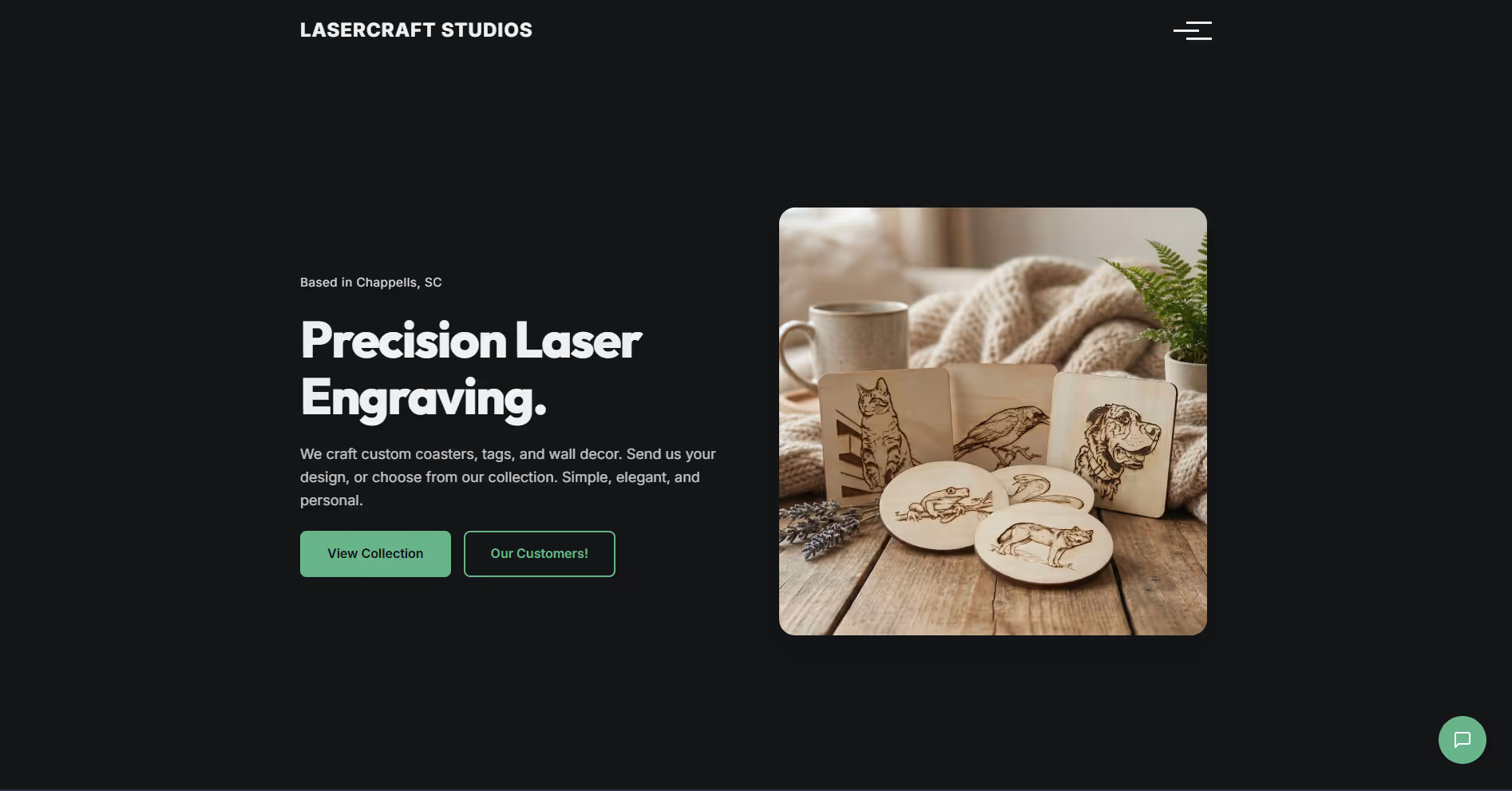 LaserCraft Studios custom dark mode gaming community website built by SHIFT